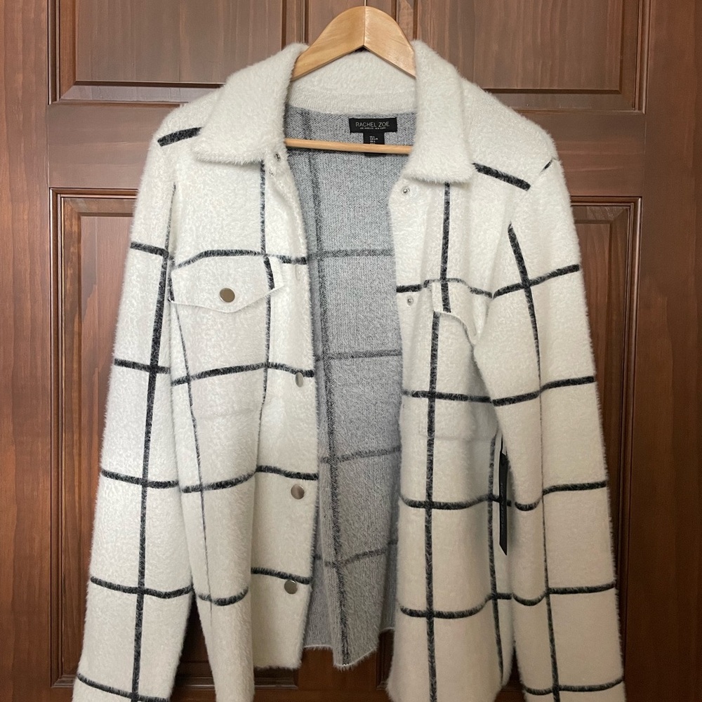 Rachel Zoe size Large snap button up fuzzy soft top/jacket